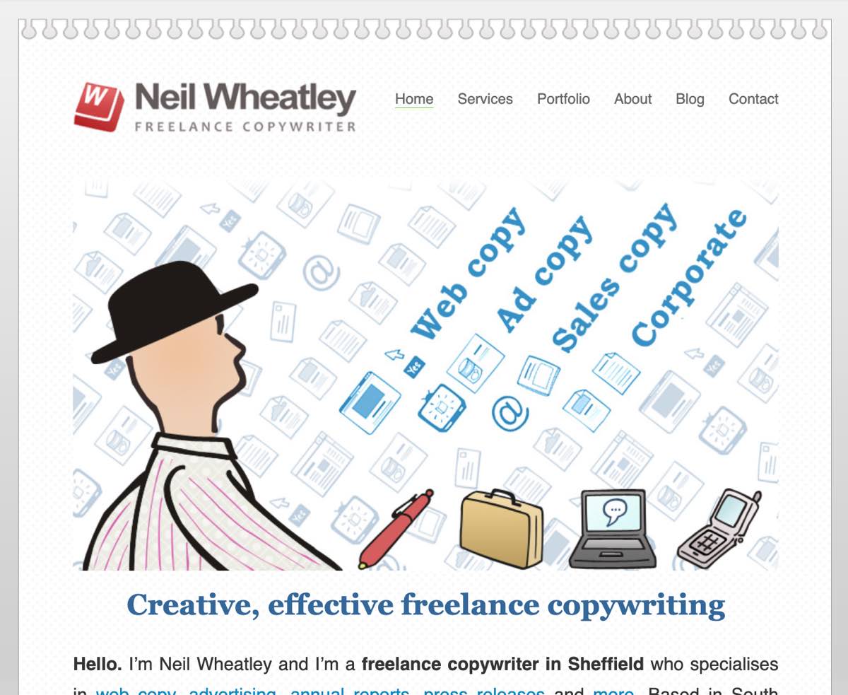 Snapshot of wheatleycopywriting.co.uk from 2011