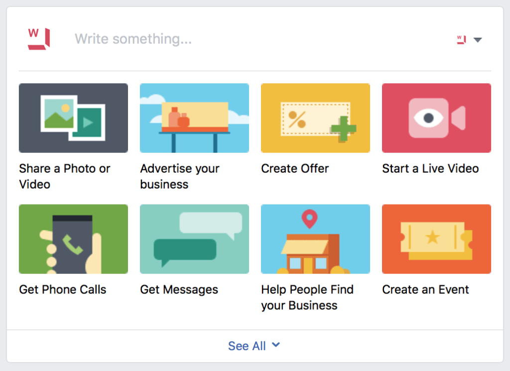 Facebook ad options